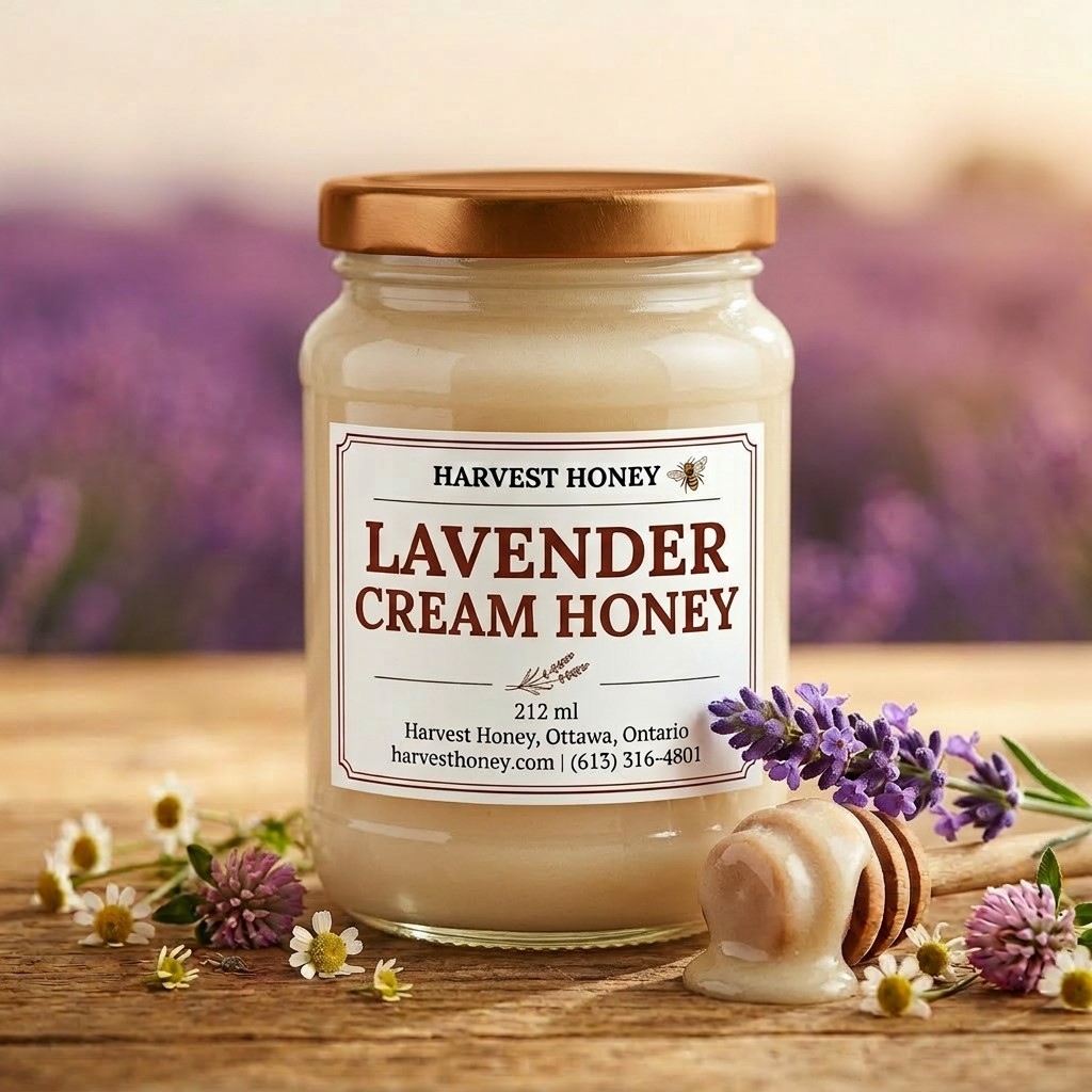 Lavender creamed honey 212ml jar — Harvest Honey Ottawa