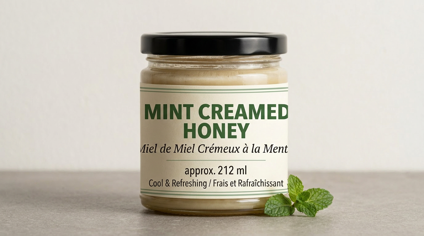 Mint creamed honey jar — Harvest Honey